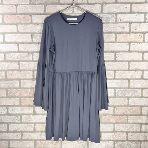 Susana Monaco NWT Blue Grey Bell Sleeve Fit and Flare Dress Size XL - Picture 1 of 10